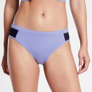 Athleta Bikini Bottom L Cross Train Medium Rise Blue Periwinkle Swim Drawstring